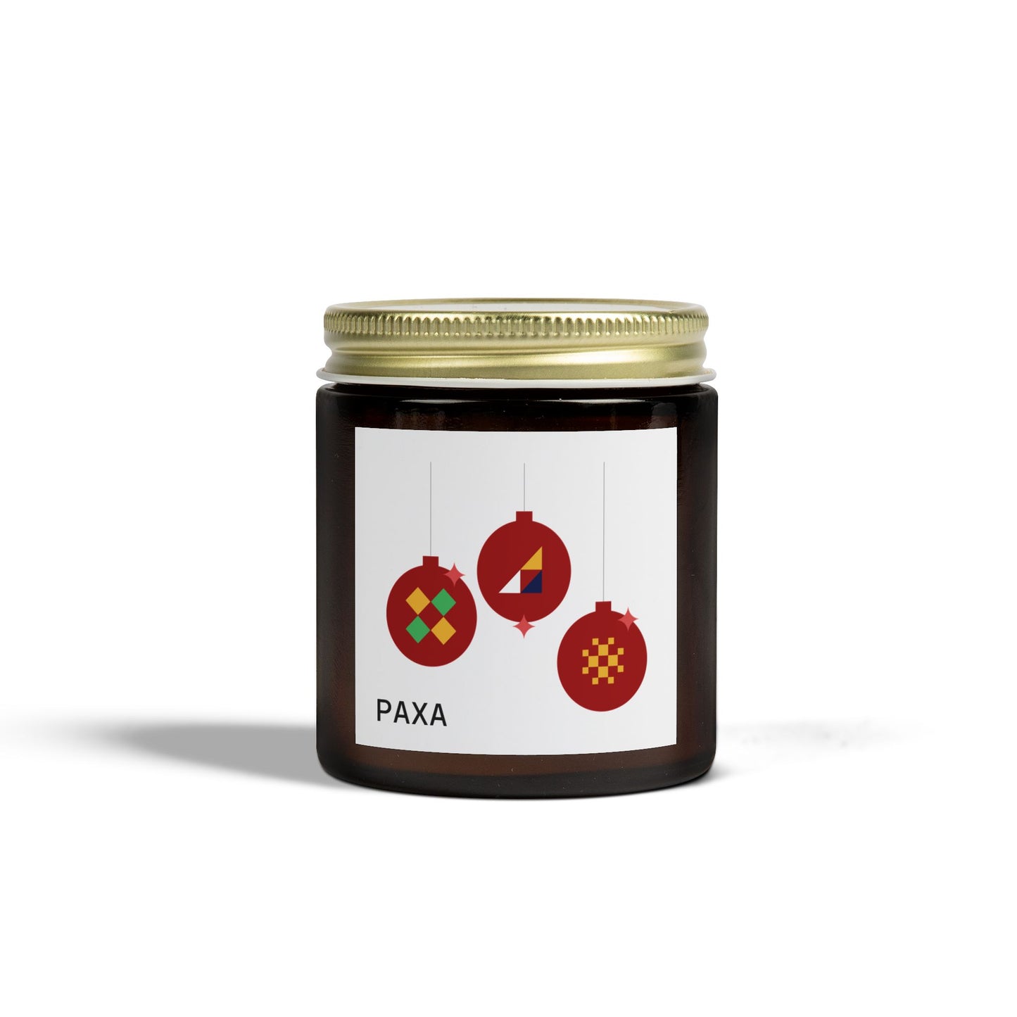 Festive Scented Candle - Coconut Apricot Wax (4oz & 9oz) with Holiday Ornaments - Luxury Scented Candle – Eco-Friendly Coconut Apricot Wax in Reusable Glass Jar with Gold Lid