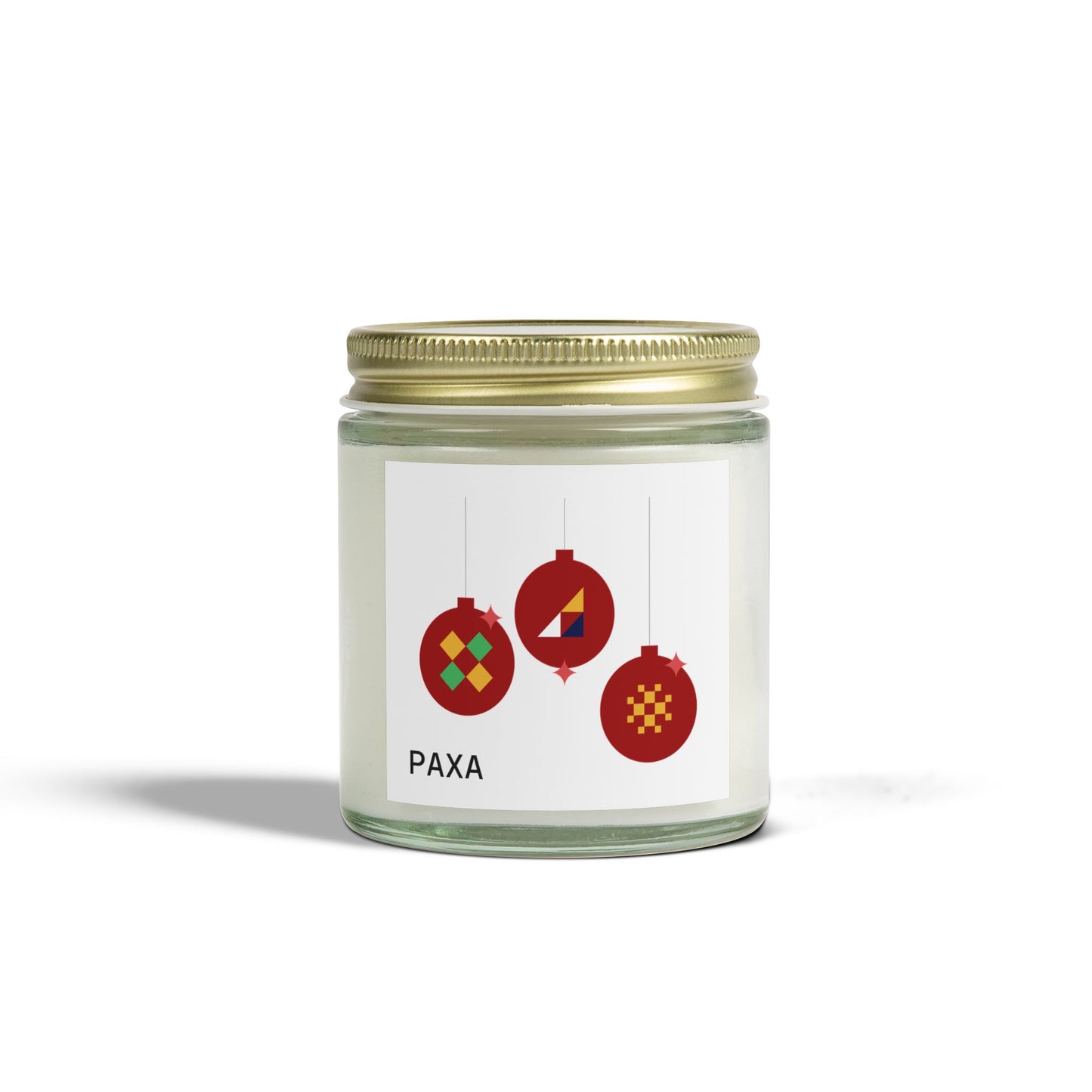 Festive Scented Candle - Coconut Apricot Wax (4oz & 9oz) with Holiday Ornaments - Luxury Scented Candle – Eco-Friendly Coconut Apricot Wax in Reusable Glass Jar with Gold Lid