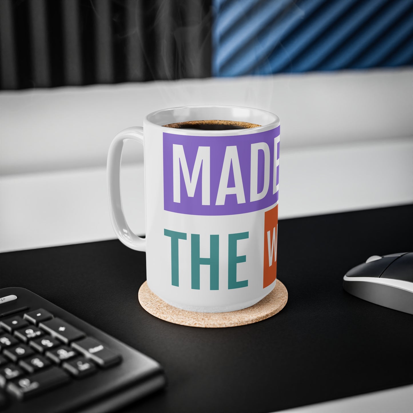 Inspirational Ceramic Coffee Mug - "Made in the World" - Vibrant Ceramic Coffee Cups – Microwave & Dishwasher Safe Mugs with ORCA Coating (11oz & 15oz)