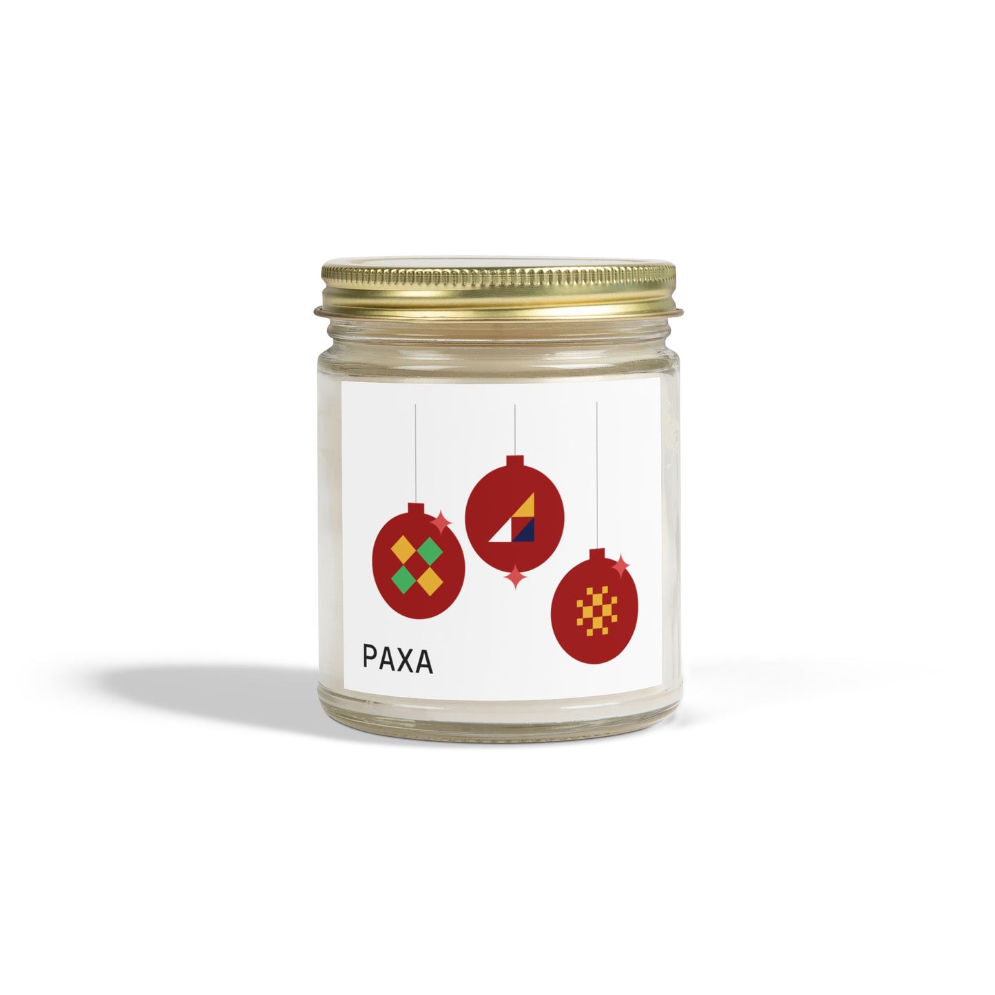 Festive Scented Candle - Coconut Apricot Wax (4oz & 9oz) with Holiday Ornaments - Luxury Scented Candle – Eco-Friendly Coconut Apricot Wax in Reusable Glass Jar with Gold Lid