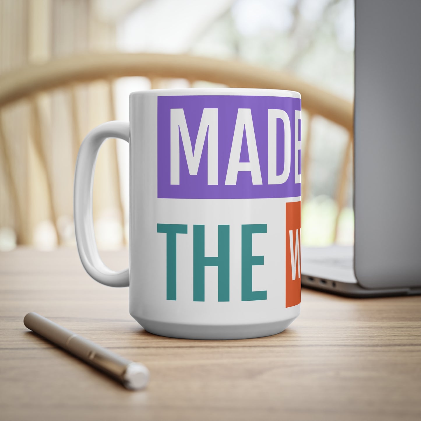 Inspirational Ceramic Coffee Mug - "Made in the World" - Vibrant Ceramic Coffee Cups – Microwave & Dishwasher Safe Mugs with ORCA Coating (11oz & 15oz)