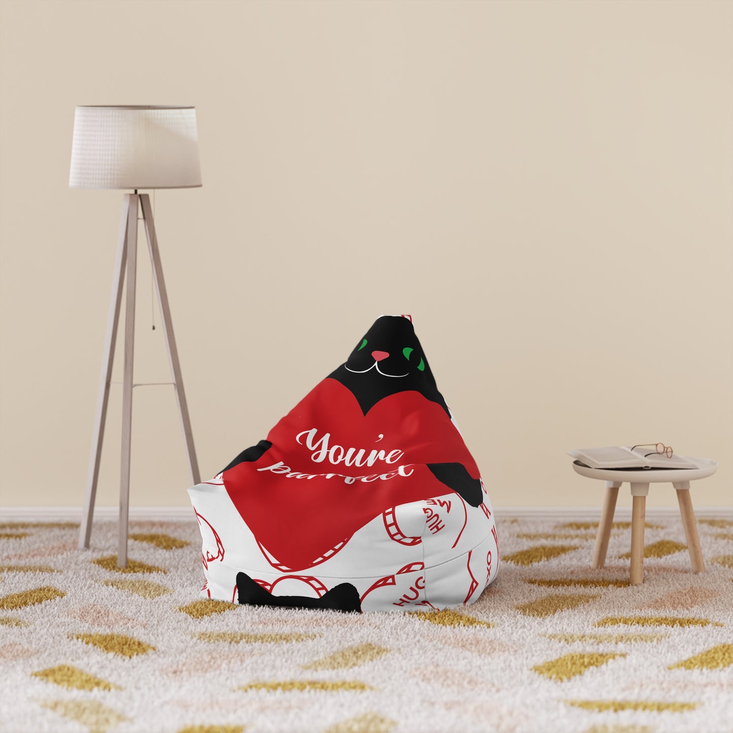 Cozy Cat-Themed Bean Bag Chair Cover - Perfect for Relaxation & Hugs - Cozy Bean Bag Chair Cover – Durable All-Over Print Seating for Kids & Adults