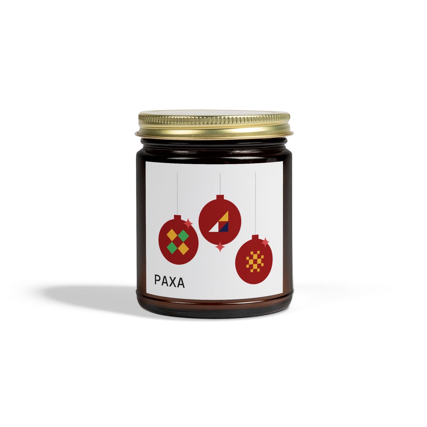 Festive Scented Candle - Coconut Apricot Wax (4oz & 9oz) with Holiday Ornaments - Luxury Scented Candle – Eco-Friendly Coconut Apricot Wax in Reusable Glass Jar with Gold Lid