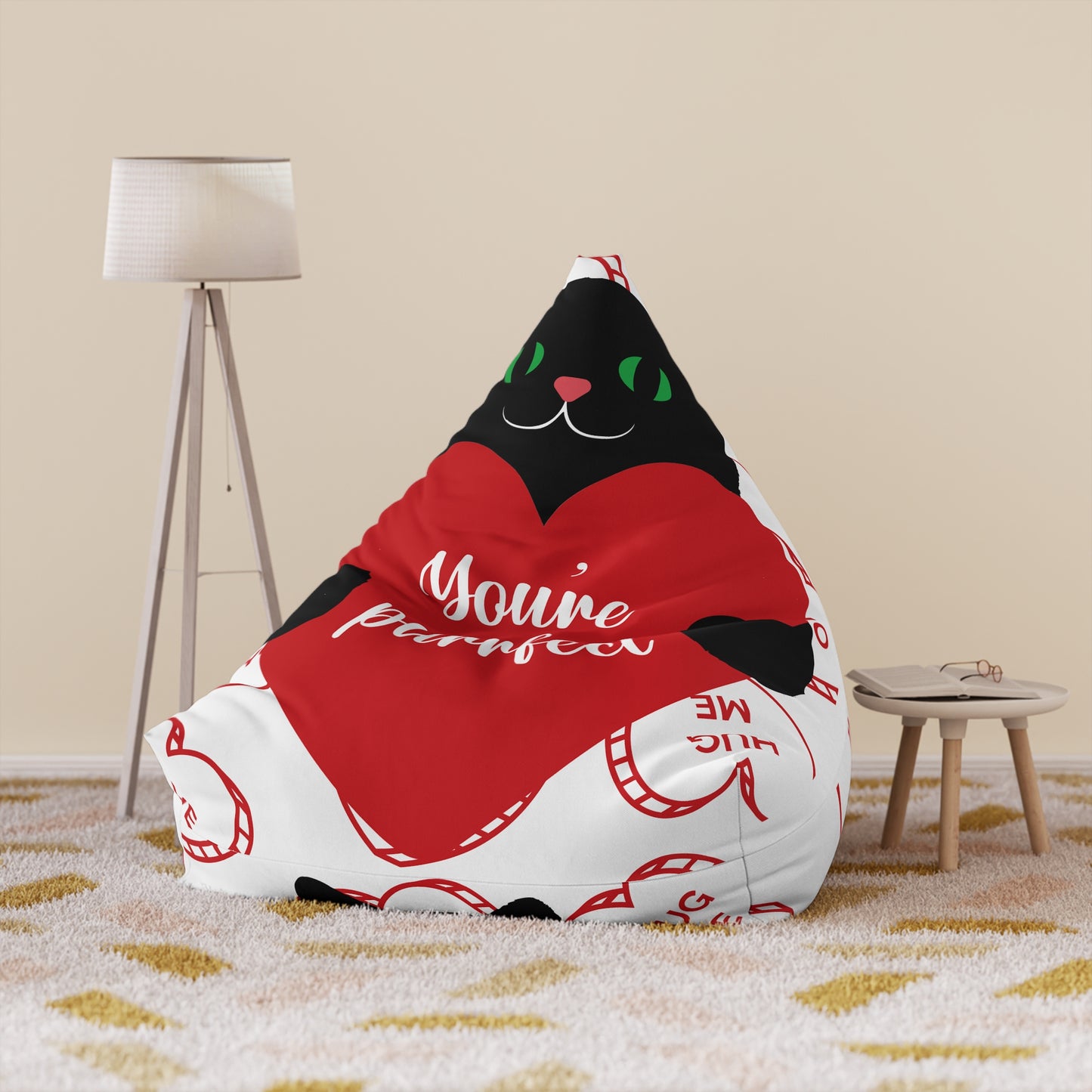 Cozy Cat-Themed Bean Bag Chair Cover - Perfect for Relaxation & Hugs - Cozy Bean Bag Chair Cover – Durable All-Over Print Seating for Kids & Adults