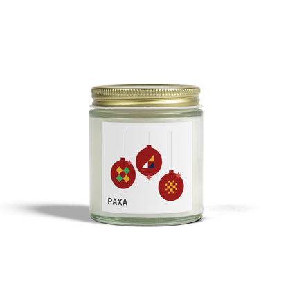 Festive Scented Candle - Coconut Apricot Wax (4oz & 9oz) with Holiday Ornaments - Luxury Scented Candle – Eco-Friendly Coconut Apricot Wax in Reusable Glass Jar with Gold Lid