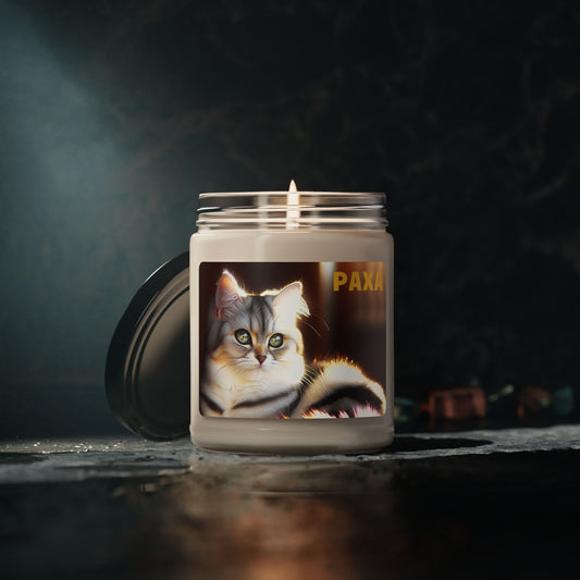 PAXA Cat Scented Soy Candle - 9oz Cozy Home Decor - Scented Soy Candle – Eco-Friendly, Long-Burning Aromatherapy in Reusable Glass Jar